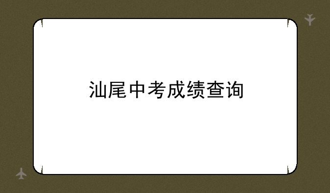 汕尾中考成绩查询