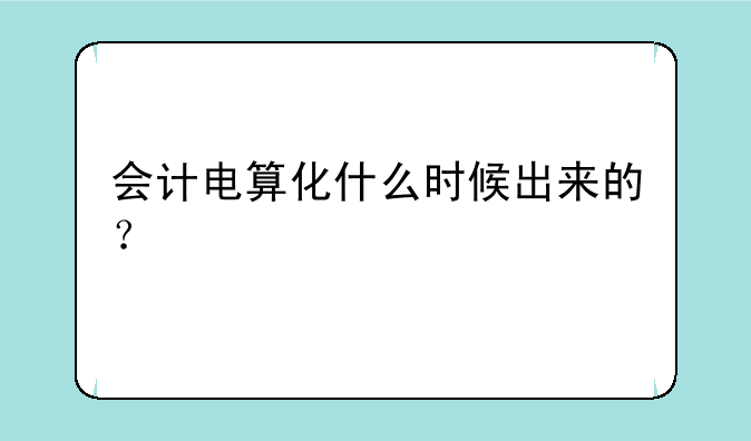 会计电算化什么时候出来的？