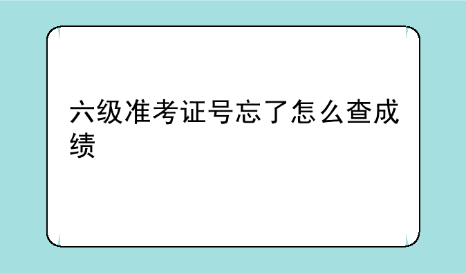 六级准考证号忘了怎么查成绩