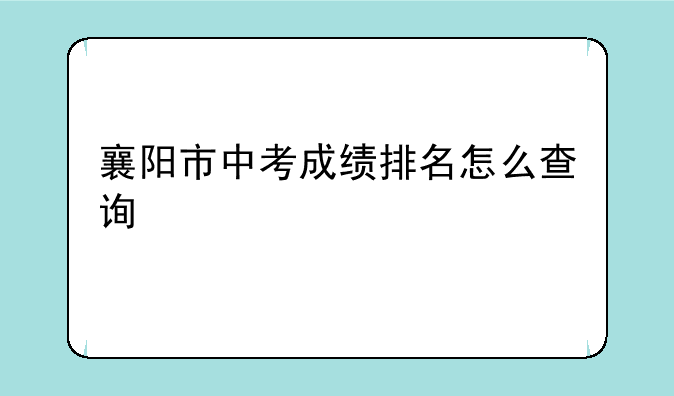 襄阳市中考成绩排名怎么查询