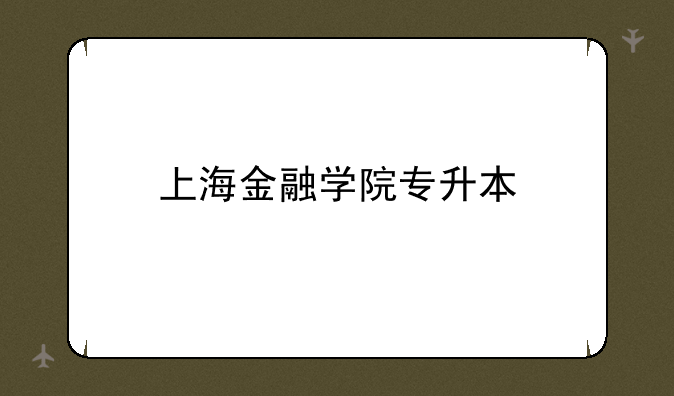 上海金融学院专升本