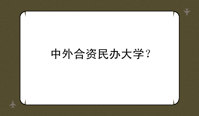 中外合资民办大学？