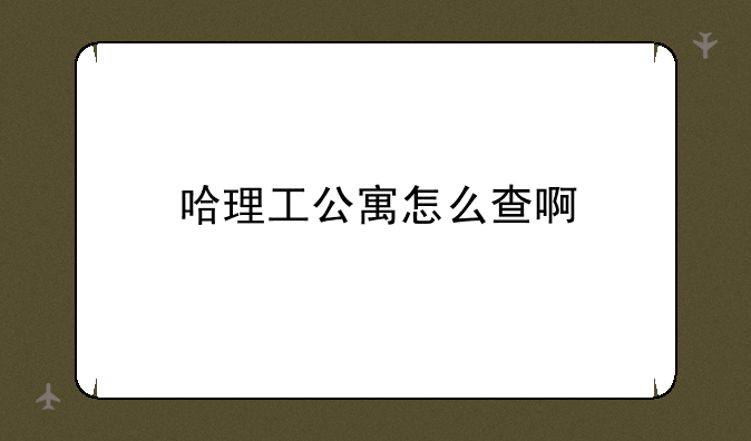 哈理工公寓怎么查啊