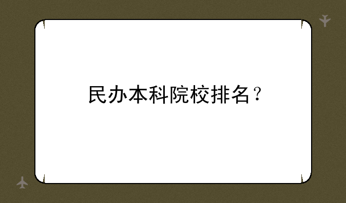 民办本科院校排名？