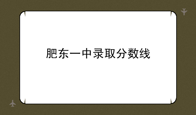 肥东一中录取分数线