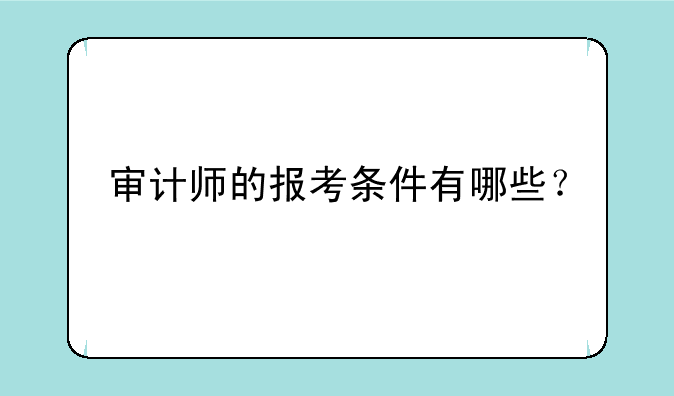 审计师的报考条件有哪些？
