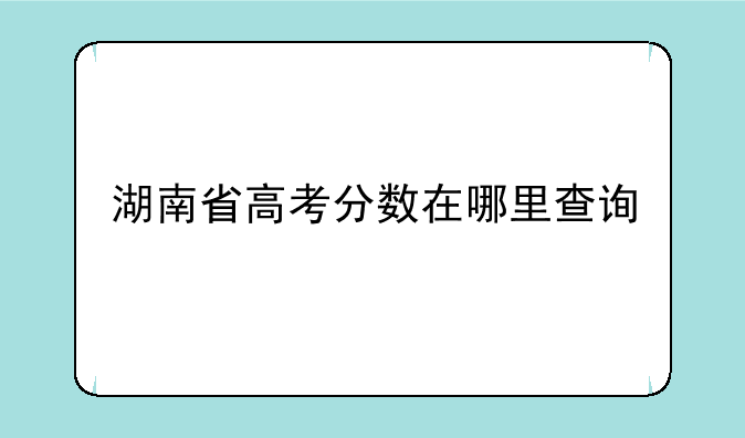 湖南省高考分数在哪里查询
