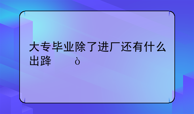 大专毕业除了进厂还有什么出路？