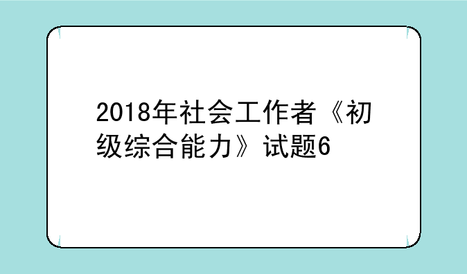 2018年社会工作者《初级综合能力》试题6