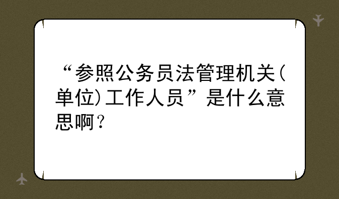 “参照公务员法管理机关(单位)工作人员”是什么意思啊？
