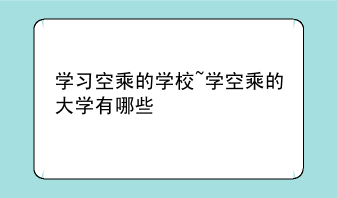 学习空乘的学校~学空乘的大学有哪些